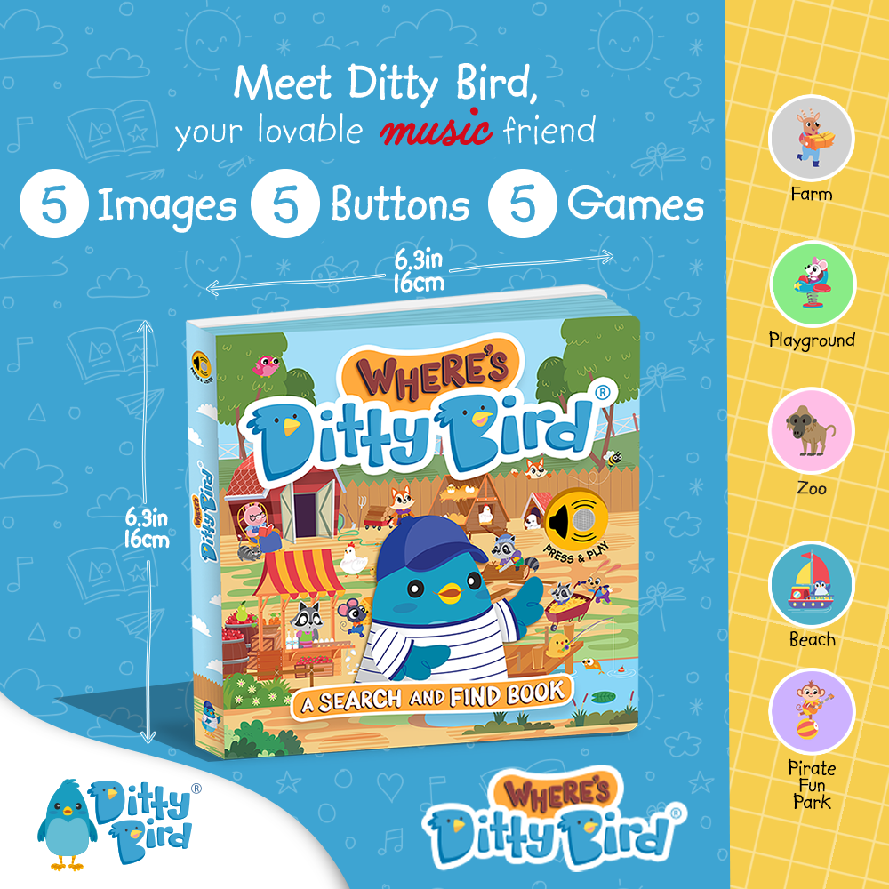 First Look and Find Activity Sound Book  toddlers 1- 3 USB-C Ditty Bird