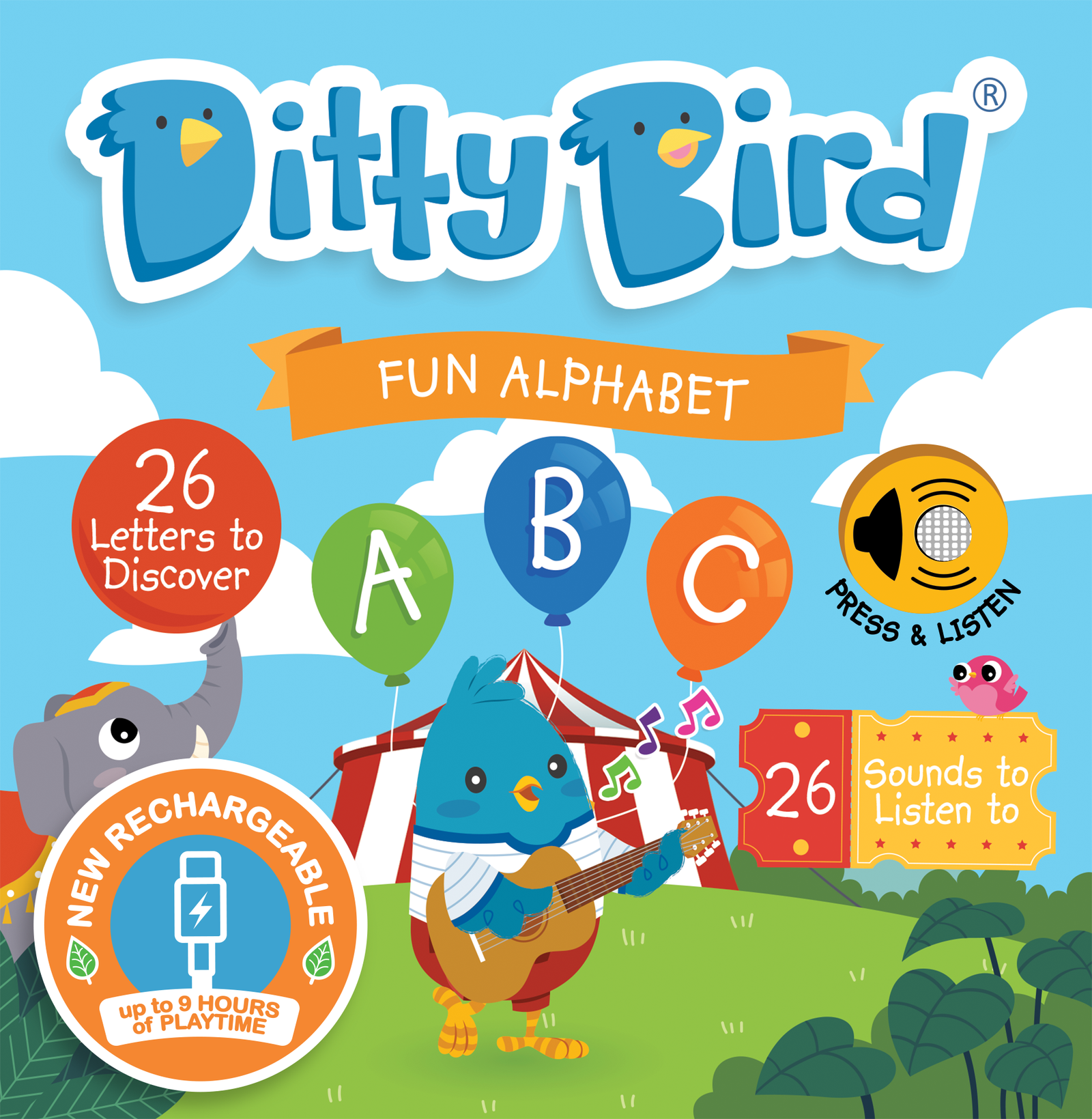 Fun Alphabet | ABC Song | Ditty Bird Baby Sound Book USB-C Ditty Bird