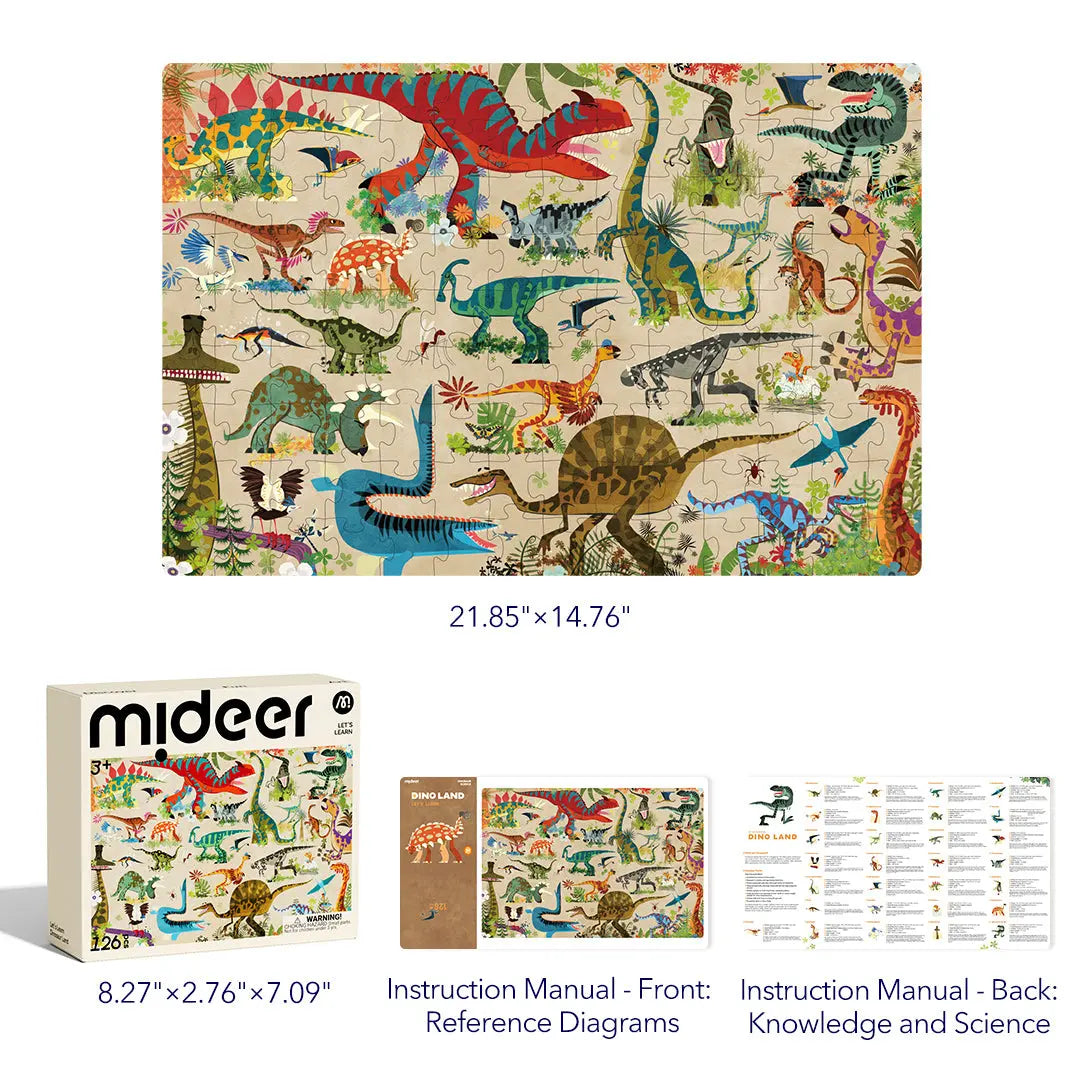 Let's Learn Puzzle: Dino Land 126P Mideer