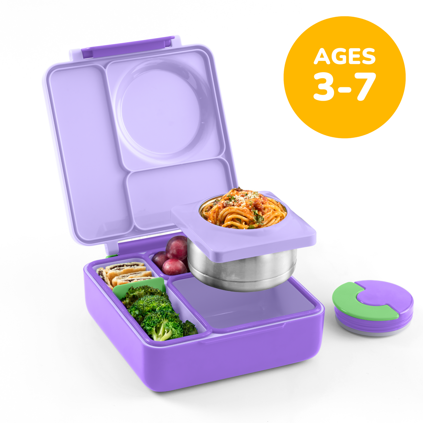 OmieBox Insulated Bento Lunch Box with Thermos – 8.5 oz in Lilac Purple