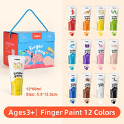 Paints For Drawing With Fingers - 12 Colors Mideer