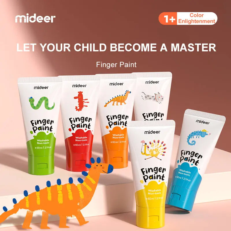 Paints For Drawing With Fingers - 12 Colors Mideer