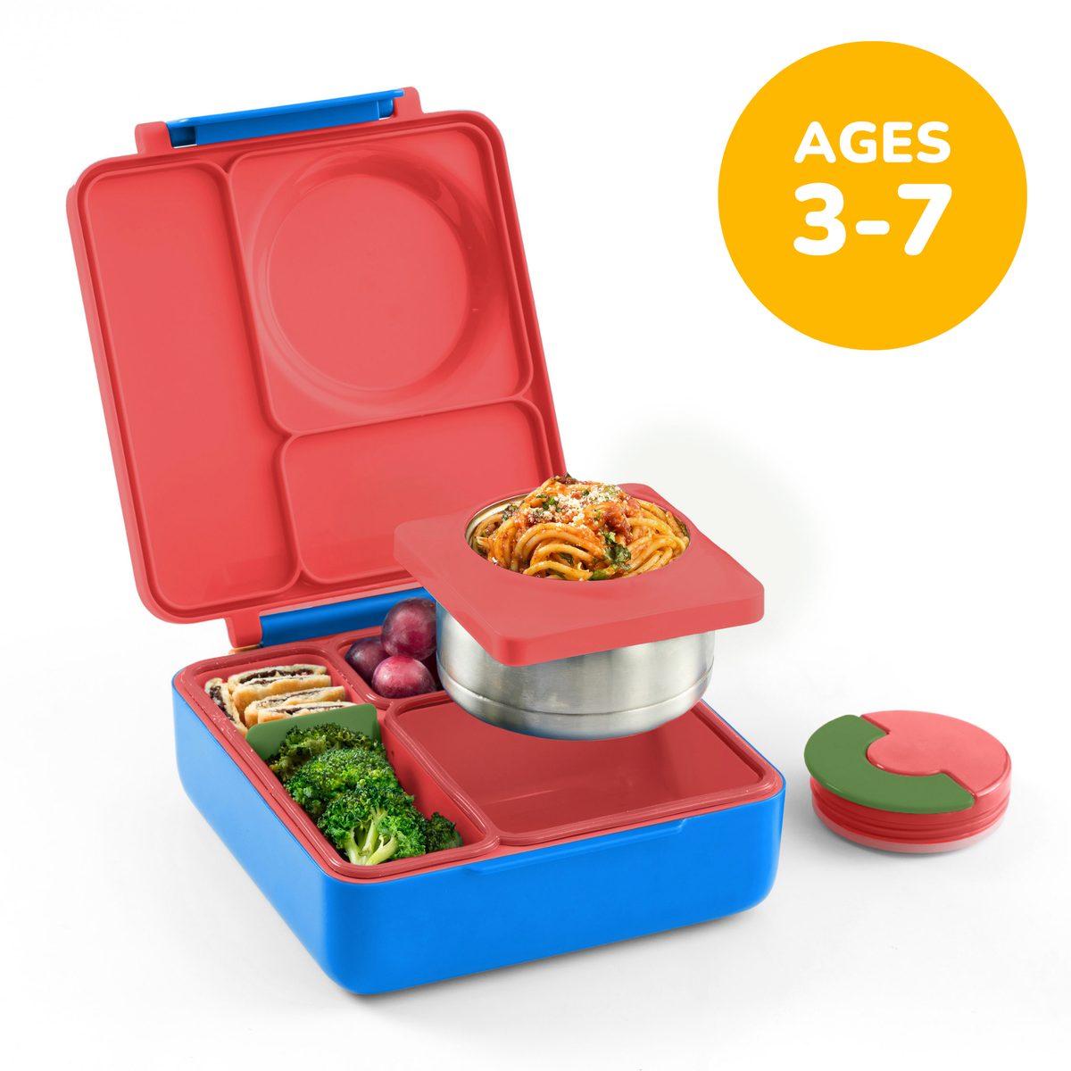 OmieBox Insulated Bento Lunch Box with Thermos – 8.5 oz in Scooter Red