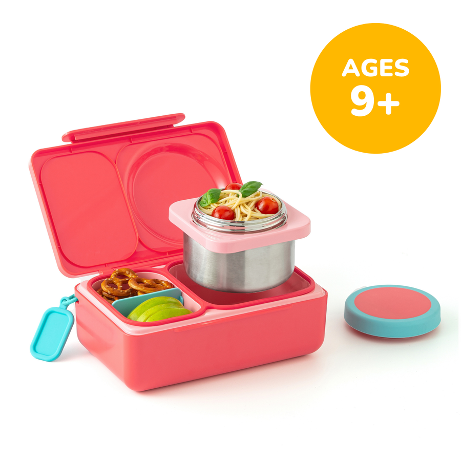 OmieBox UP Insulated Bento Lunch Box with Thermos – 12 oz in Cherry Pink