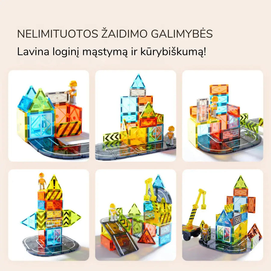 Colorful Magnetic Tiles - Little Architect 36 pcs Mideer