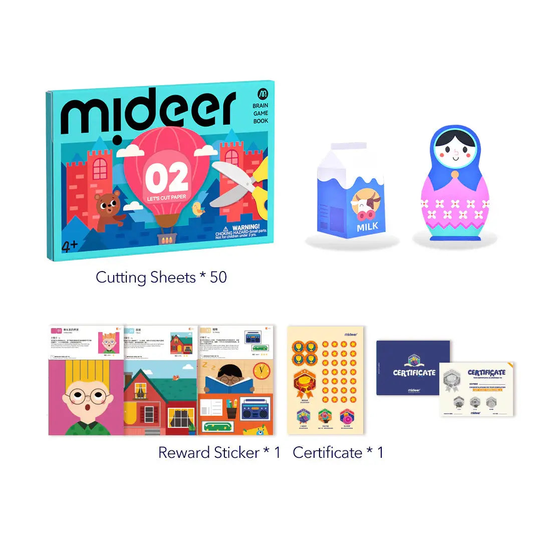 Brain Game Book: Let's Cut Paper Level 2 Mideer