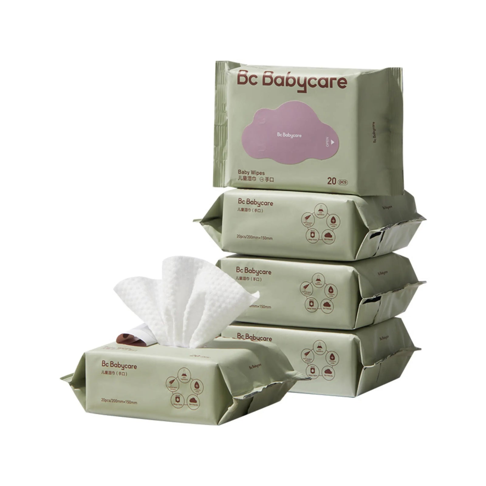 Baby Hand & Mouth Wipes Travel Size 20 Count (unscented) Bc Babycare
