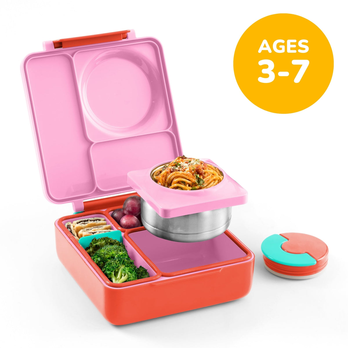 OmieBox Insulated Bento Lunch Box with Thermos – 8.5 oz in Pink Berry