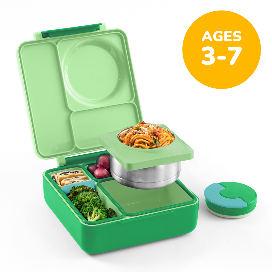 OmieBox Insulated Bento Lunch Box with Thermos – 8.5 oz in Apple Green