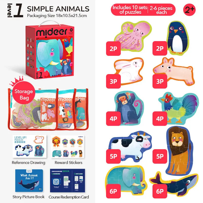 Level Up Puzzles - Level 1 Simple Animals Mideer