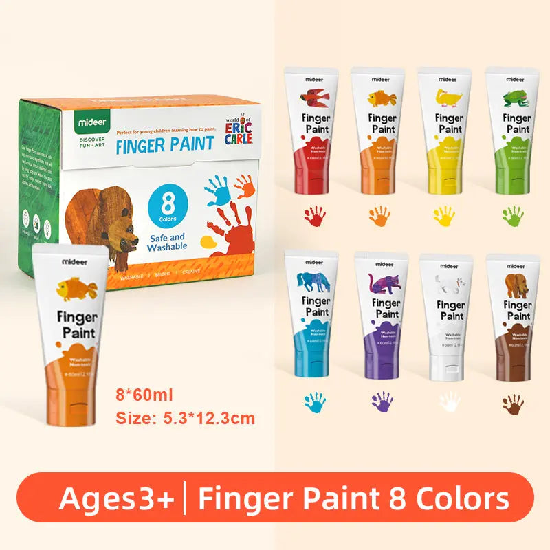 Paints For Drawing With Fingers - 12 Colors Mideer