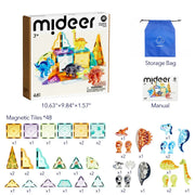 Colorful Magnetic Tiles: Jurassic Adventure 48pcs Mideer