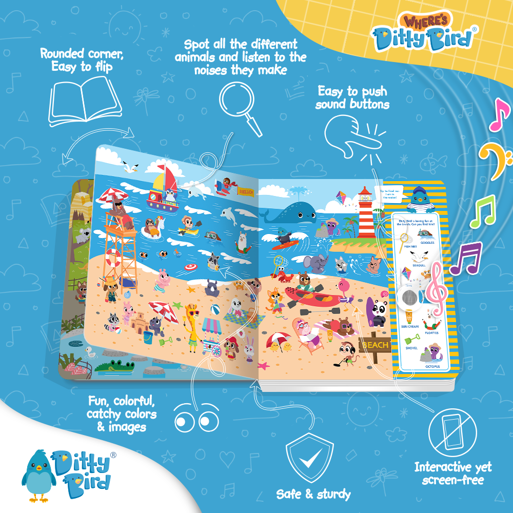 First Look and Find Activity Sound Book  toddlers 1- 3 USB-C Ditty Bird