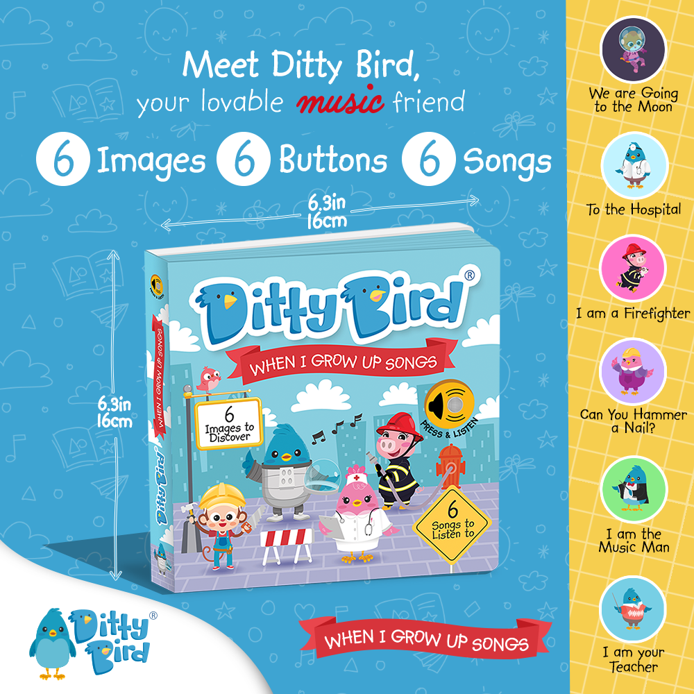 Fireman, Astronaut | Ditty Bird When I Grow Up Songs USB-C Ditty Bird