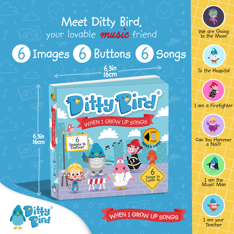 Fireman, Astronaut | Ditty Bird When I Grow Up Songs USB-C Ditty Bird