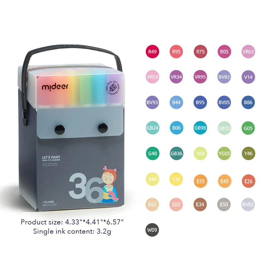 Translucent Dual Tip Marker 36 Colors Mideer