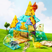 Colorful Magnetic Tiles: Jurassic Adventure 48pcs Mideer