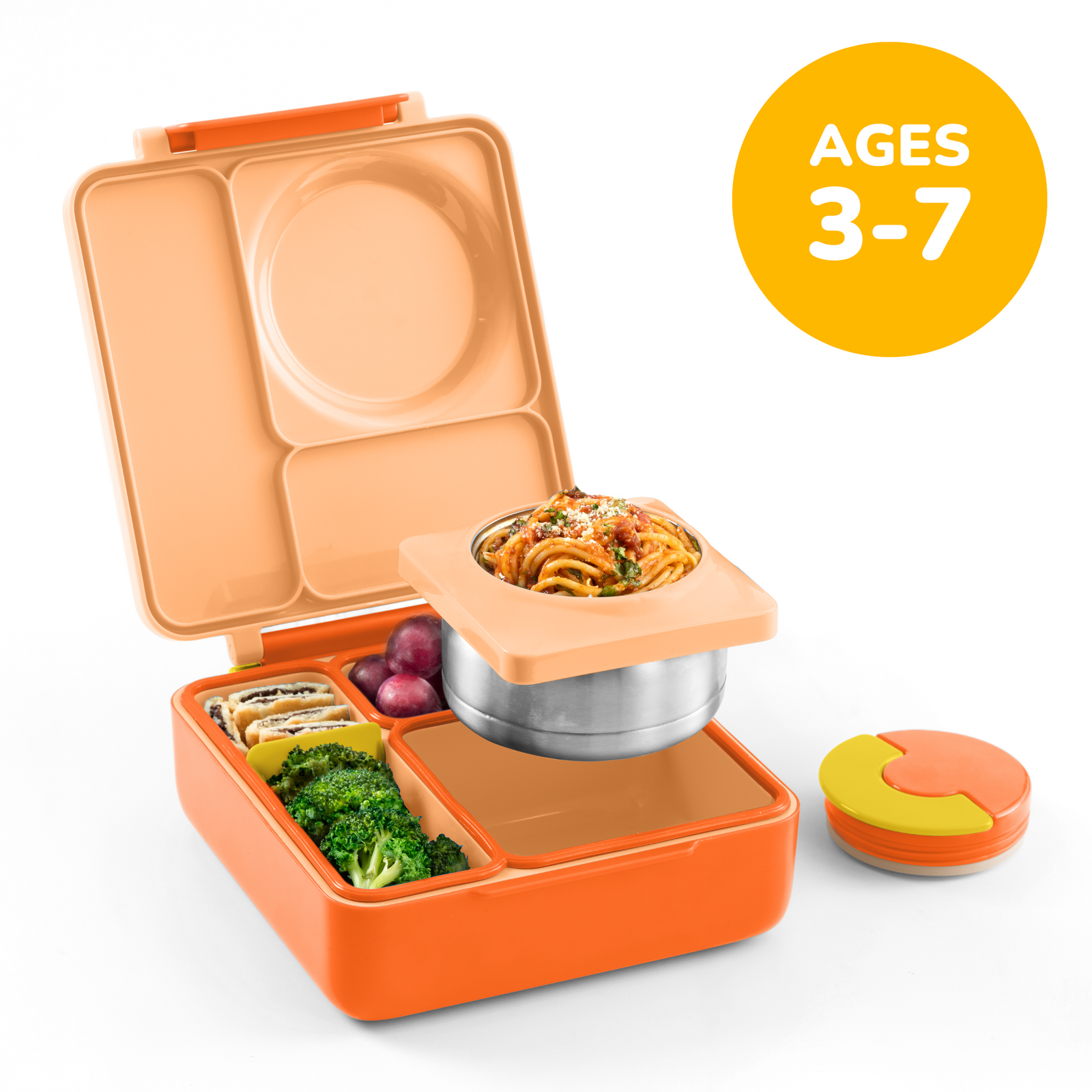 OmieBox Insulated Bento Lunch Box with Thermos – 8.5 oz in Poppy Orange