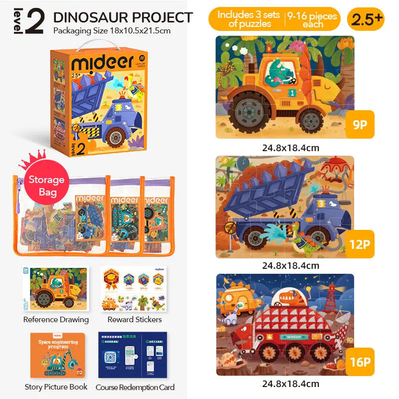 Level Up Puzzles - Level 2 Dinosaur Engineering Mideer