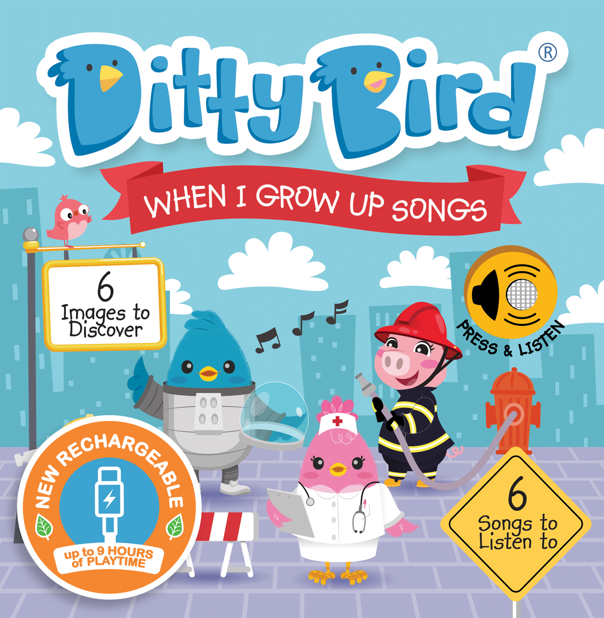 Fireman, Astronaut | Ditty Bird When I Grow Up Songs USB-C Ditty Bird