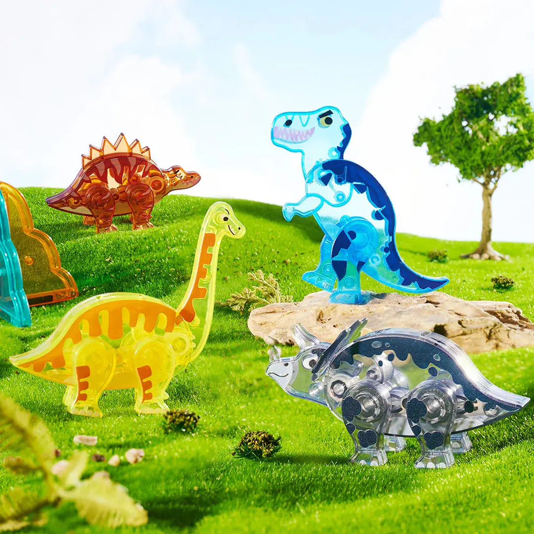 Colorful Magnetic Tiles: Jurassic Adventure 48pcs Mideer