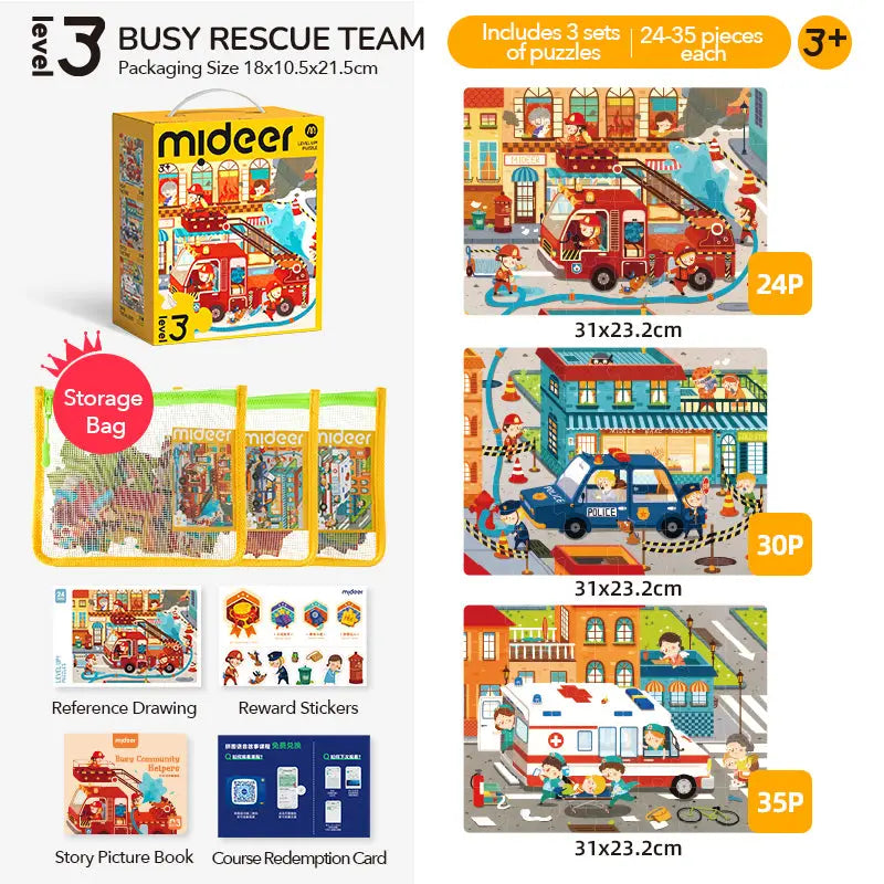 Level Up Puzzles - Level 3 Busy Community Helpers Mideer
