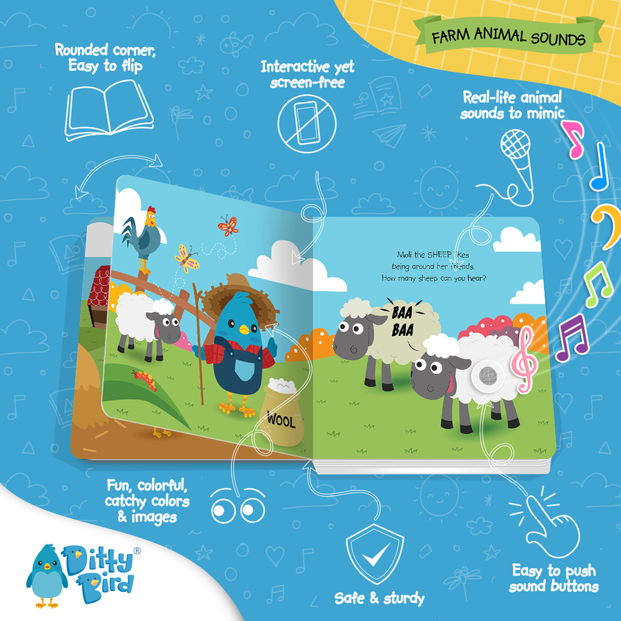 Ditty Bird Farm Animal | Baby Sound Book Farm USB-C by Ditty Bird, alternate view