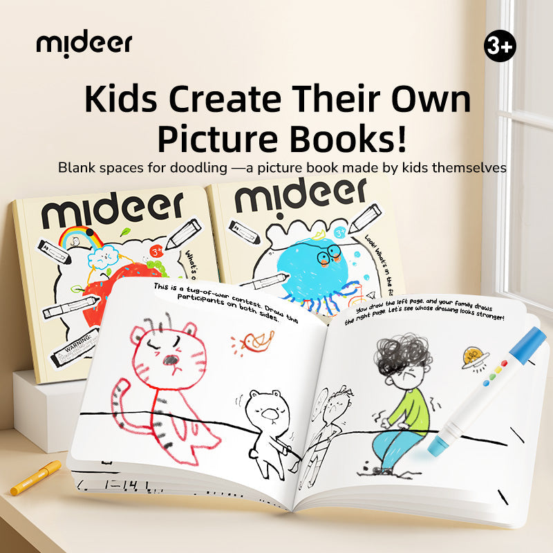 Mideer Big Dreams Inspiration Sketchbook open with guided drawing pages