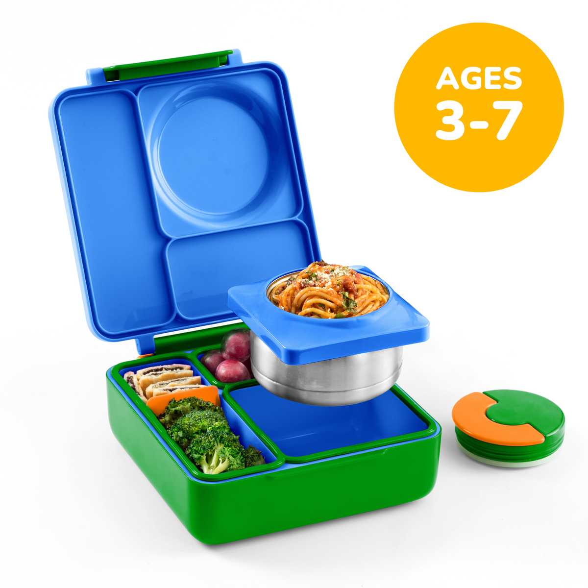 OmieBox Insulated Bento Lunch Box with Thermos – 8.5 oz in Monster Blue