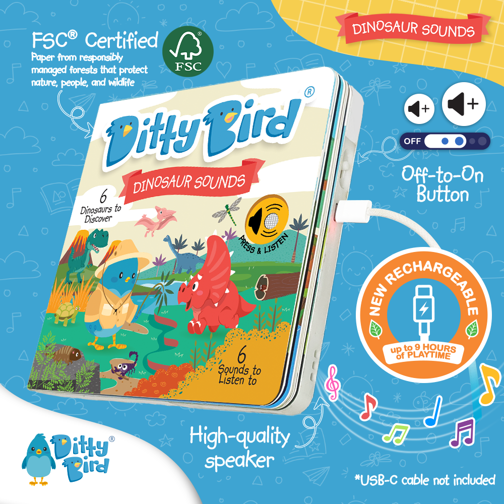 Ditty Bird Sound Book Dino Lovers: Dinosaur sounds - USB-C by Ditty Bird, alternate view