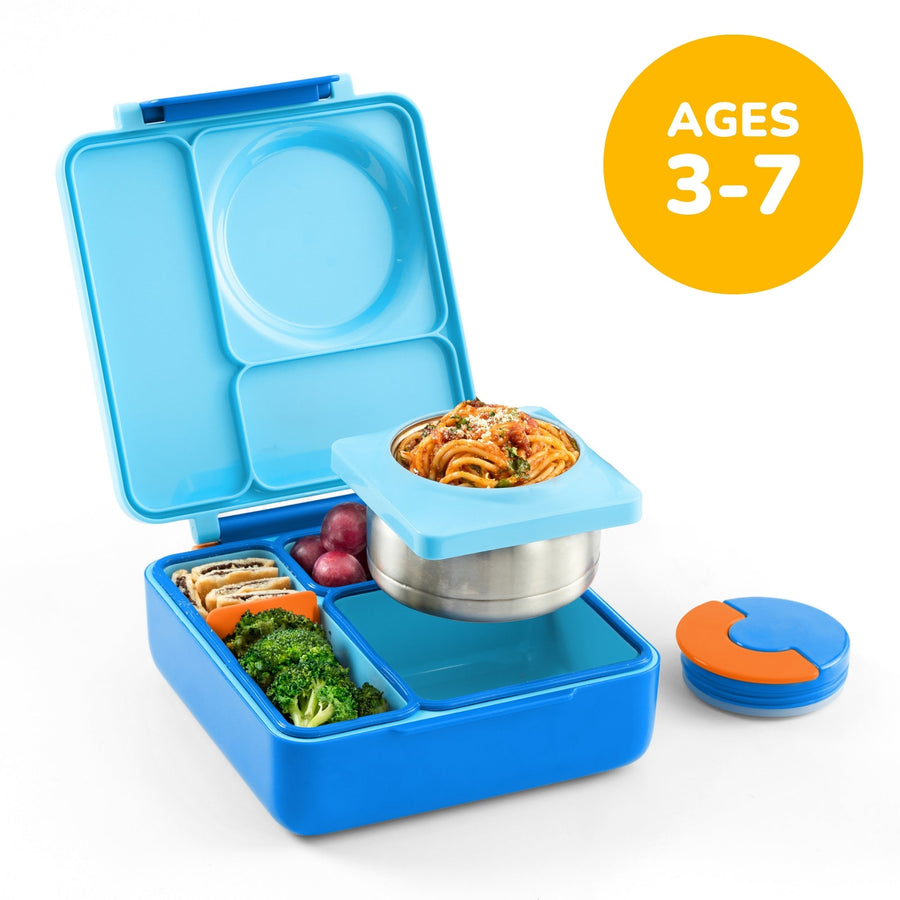 OmieBox Insulated Bento Lunch Box with Thermos – 8.5 oz in Blue Sky