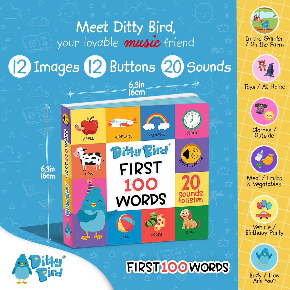 First 100 Words | Ditty Bird Book-Award Family Choice USB-C Ditty Bird