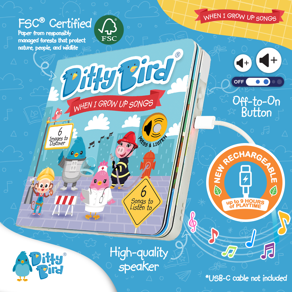 Fireman, Astronaut | Ditty Bird When I Grow Up Songs USB-C Ditty Bird