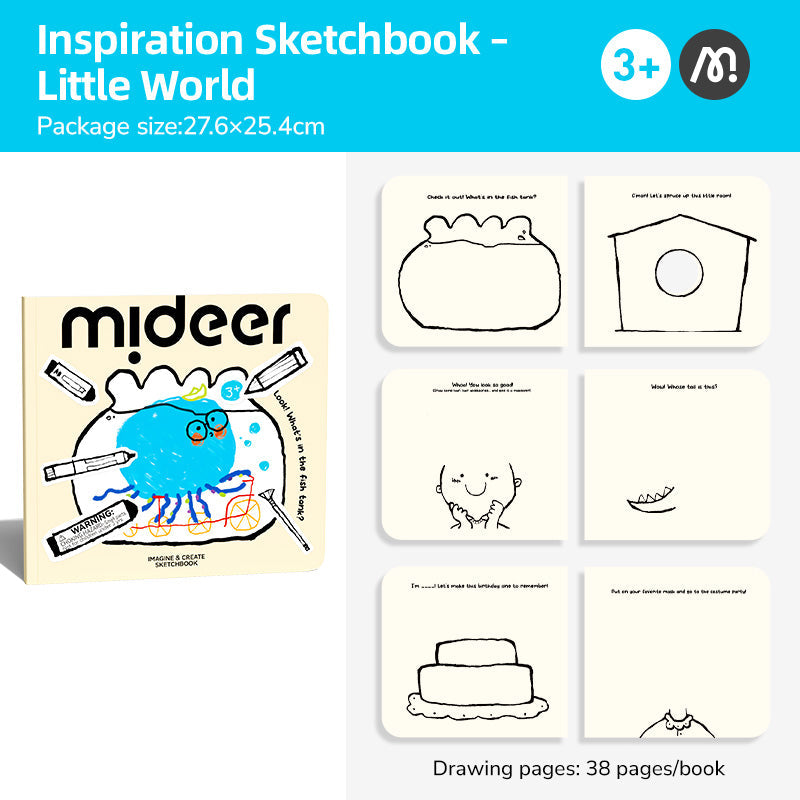 Mideer Little World Inspiration Sketchbook cover and page layout