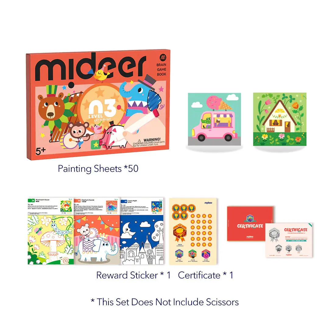 Brain Game Book: Let's Paint Level 3 Mideer