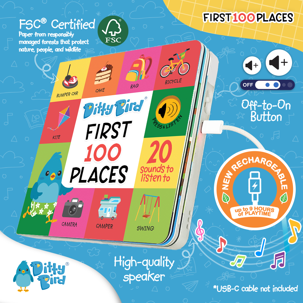 Ditty Bird Sound Vocabulary Book: First 100 Places USB-C Ditty Bird