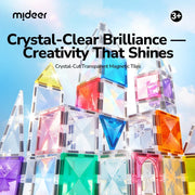 Mideer clear diamond magnetic tiles built into colorful 3D structures