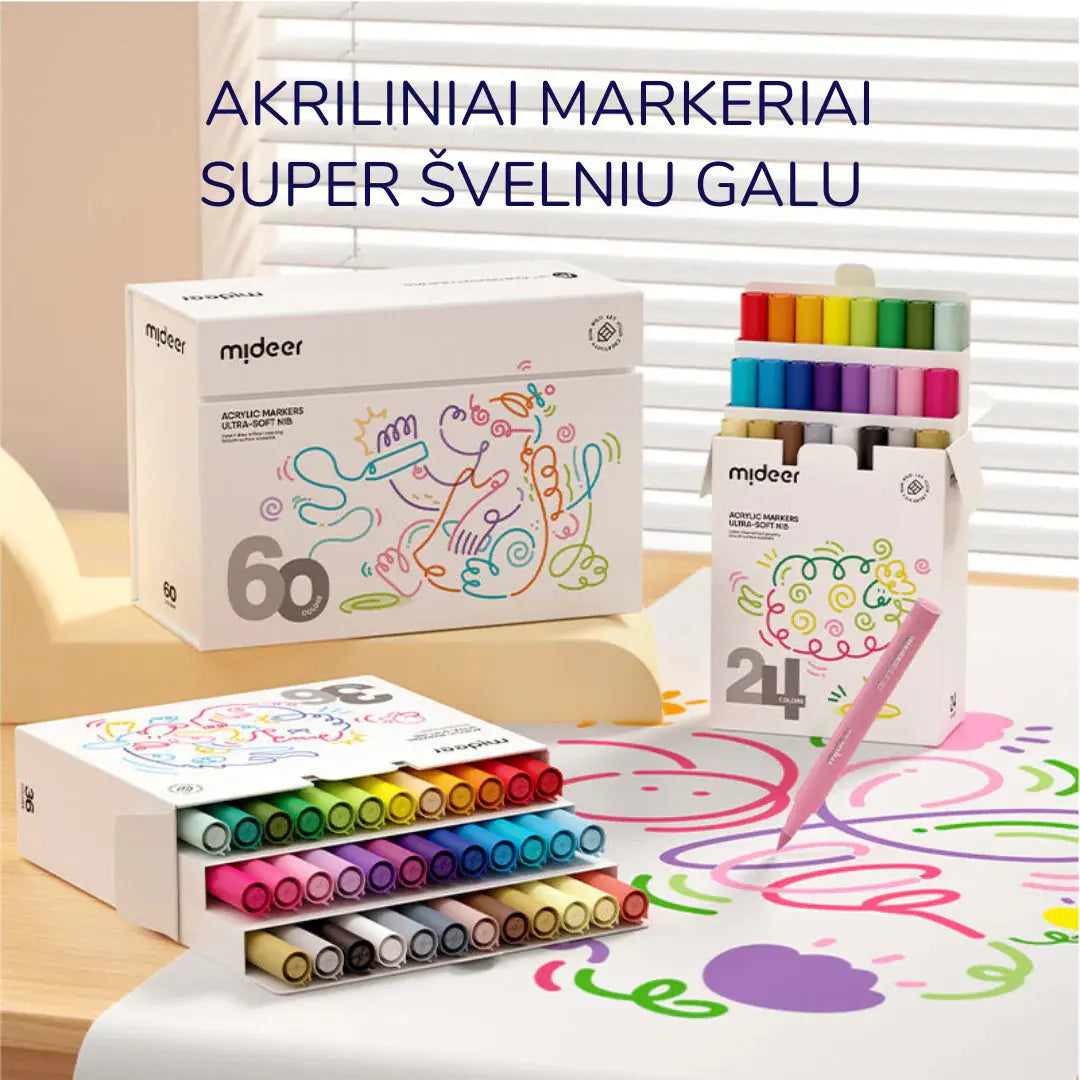 Acrylic Markers - Ultra-Soft Nib 6 Colors Mideer