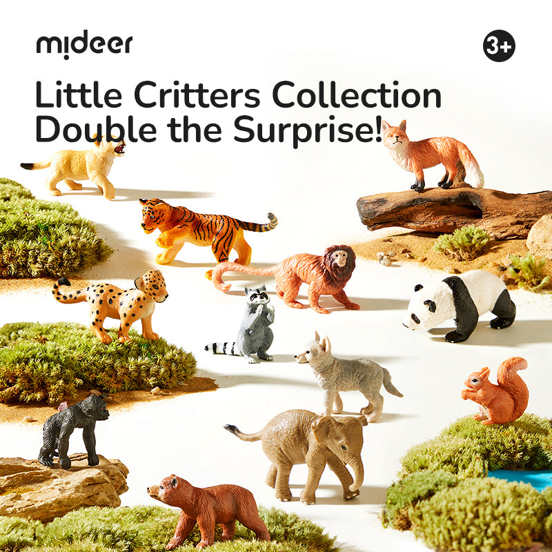Mideer Pocket Friends Safari animal figures displayed in nature play scene