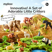 Mideer Pocket Friends Safari 12 animal figures illustrated in outdoor habitat