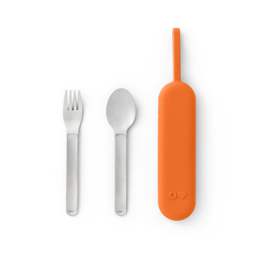 OmieBox UP Pod & Stainless Steel Utensil Set in Orange