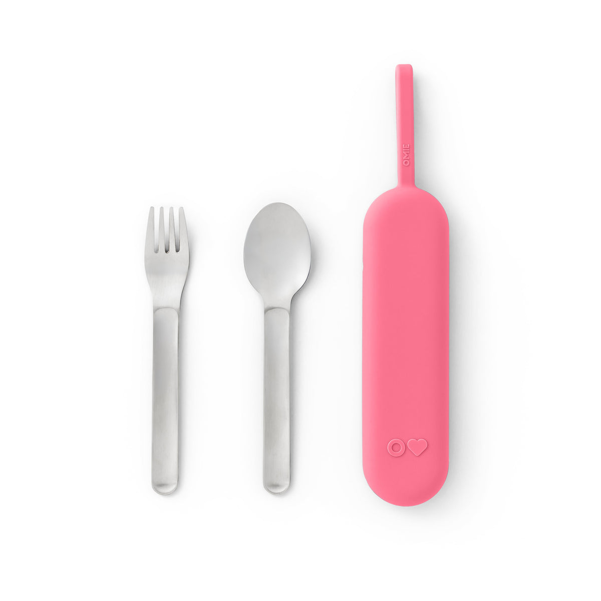 OmieBox UP Pod & Stainless Steel Utensil Set in Pink