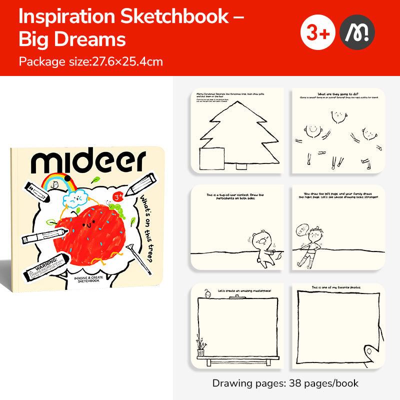 Mideer Big Dreams Inspiration Sketchbook cover and page layout