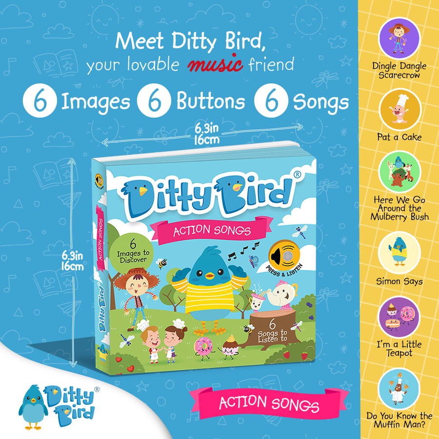 Ditty Bird Sound Book  Motor Skills: Action songs USB-C Ditty Bird