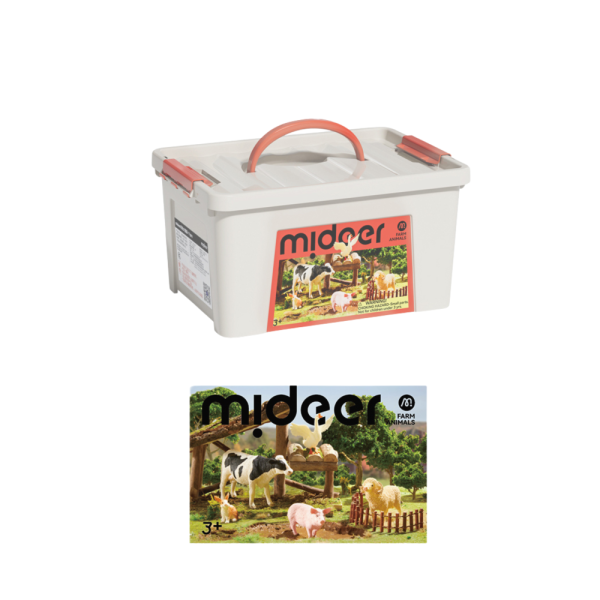 Mideer Farm Animal Figures storage case and animal information card