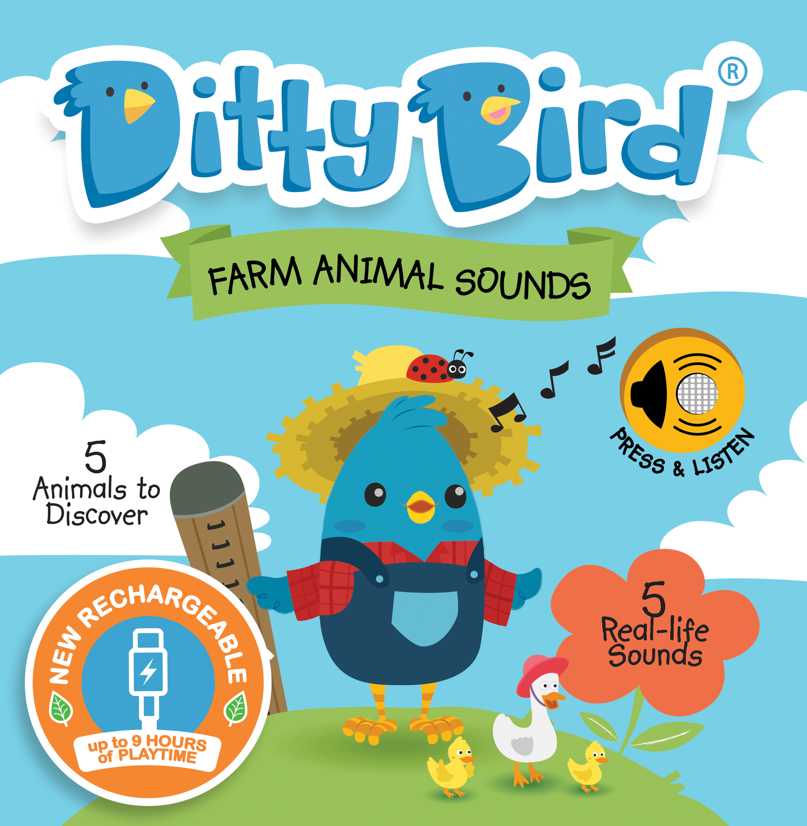 Ditty Bird Farm Animal | Baby Sound Book Farm USB-C by Ditty Bird, alternate view