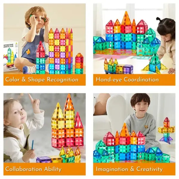 Creative Pack 100pcs Rainbow Magnetic Tiles Mideer