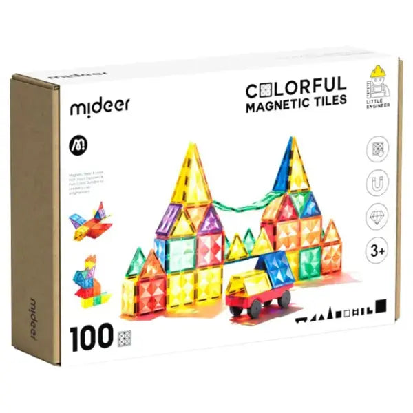 Creative Pack 100pcs Rainbow Magnetic Tiles Mideer
