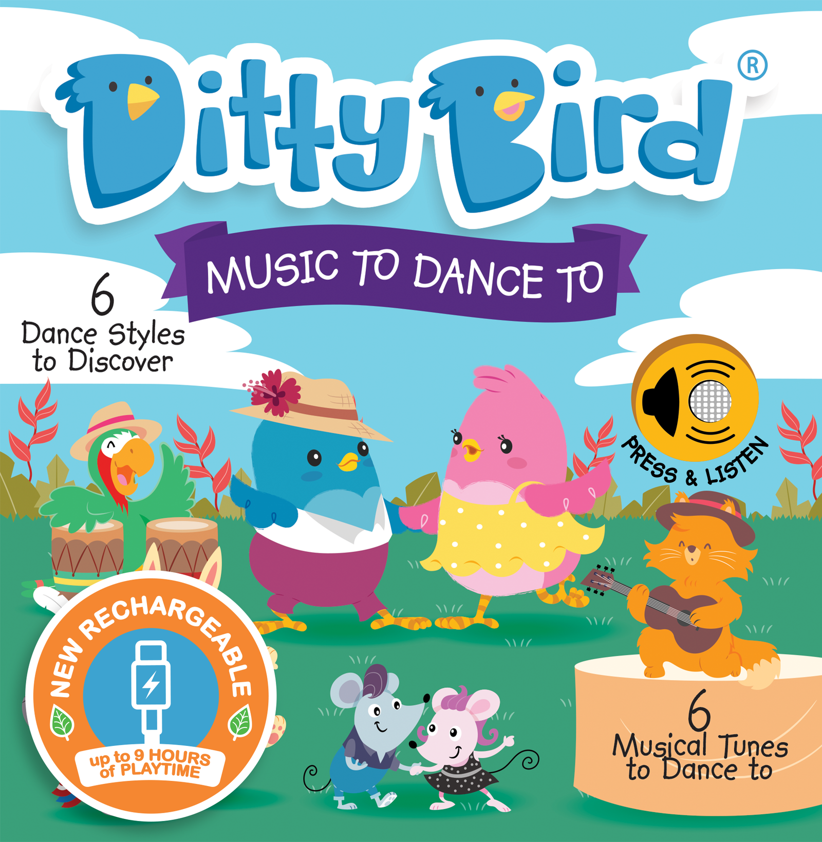Ditty Bird Book Kids dance songs: Music To Dance To - USB-C Ditty Bird