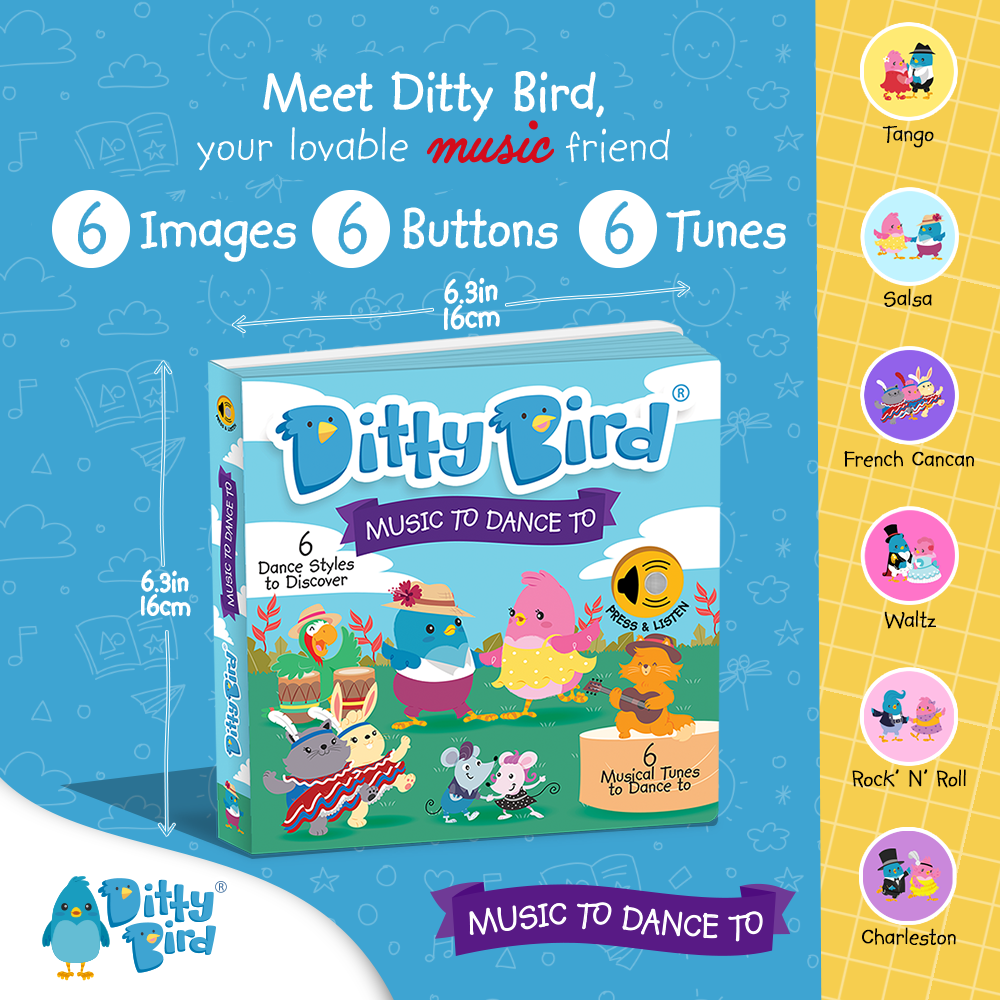 Ditty Bird Book Kids dance songs: Music To Dance To - USB-C Ditty Bird
